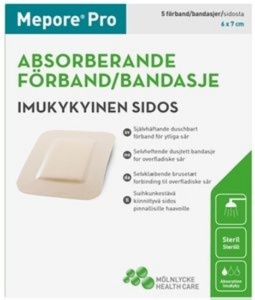Mepore Pro dusjtett bandasje 6x7cm 5 stk produktbilde