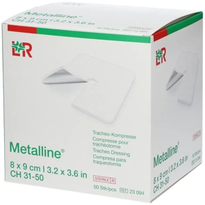Metalline tracheo kompresser 8x9cm, sterile 50 stk produktbilde