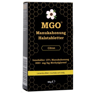 MGO Manukahonung Halstabletter 300+, Citron, 60 g produkt bild