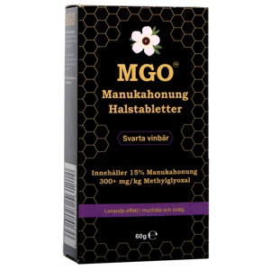 MGO Manukahonung Halstabletter Svarta vinbär 300+ 60g produkt bild