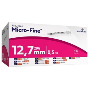 Micro-Fine Insulinspritze 0,5 ml U100 12,7 mm, 100 St Spritzen Produktbild