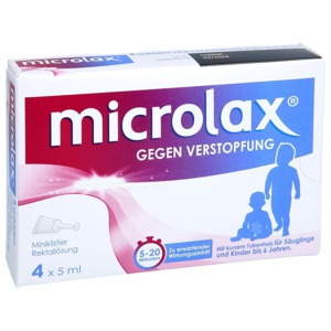microlax GEGEN VERSTOPFUNG Rektallösung 4 St Klistiere Produktbild