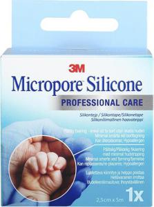 3M Micropore Silicone Tape silikontejp, 2,5 cm x 5 m 1 styck produkt bild