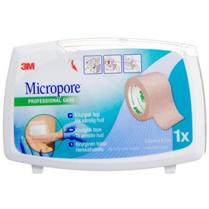 Micropore tape m. dispensor beige - 2,5 cm x 9,1 m produktbillede