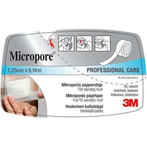 Micropore Kirurgisk Tape Hvit 1,25 cm x 9,14 m 1 stk produktbilde
