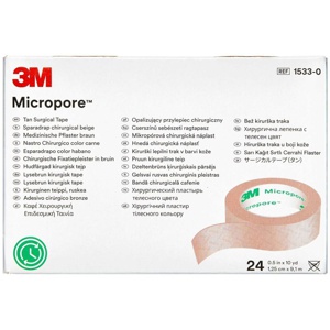 Micropore Kirurgisk Tape Brun 1,25 cm x 9,14 m 24 stk produktbillede