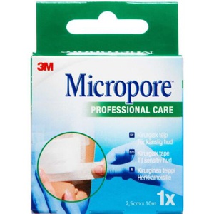 Micropore sårplaster hvid u/dispenser 2,5 cm x 10 m produktbillede