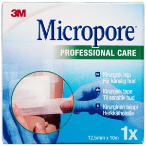 Micropore 3M kirurgisk tape 1,25 cm x 10 m - hvid produktbillede