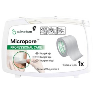 Micropore Tape M/Disp. 2,5cm x 9,1m Hvid 1 stk produktbillede
