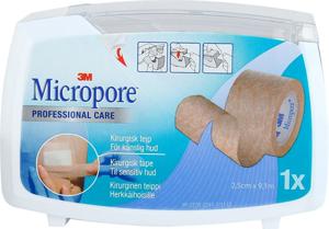 Micropore Tejp Brun 2,5 cm x 9,14 m