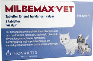 Milbemax vet. för små hundar och valpar, tablett 2 st