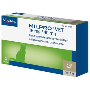Milpro Vet 16 mg/40 mg Filmdragerade Tabletter för Katter 4 st produkt bild