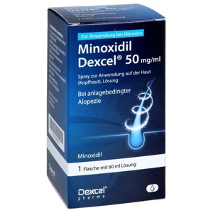 MINOXIDIL Dexcel 50 mg/ml Spray z.Anw.a.d.Kopfhaut Produktbild