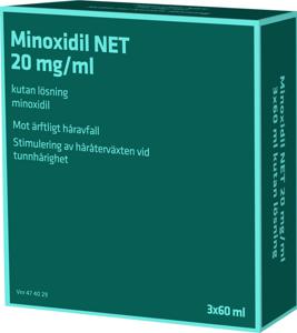 Minoxidil NET 20 mg/ml 3x60 ml kutan lösning produkt bild