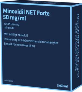 Minoxidil NET Forte 50 mg/ml 3x60 ml kutan lösning