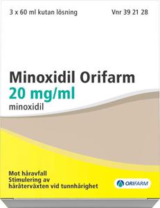 Minoxidil Orifarm, kutan lösning 20 mg/ml 3 x 60 ml produkt bild