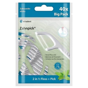 Miradent Zahnpick Zahnseide 2in1 Minze, 40 St n.v. Produktbild