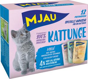 Mjau Kitten Pouch 12 x 85 g - Mixpaket Menu (3 sorter) produkt bild