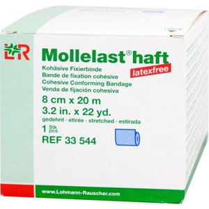 MOLLELAST haft Binden latexfrei 8 cmx20 m blau Produktbild