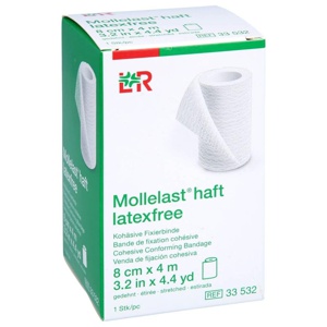 MOLLELAST haft Binden latexfrei 8 cmx4 m weiß Produktbild