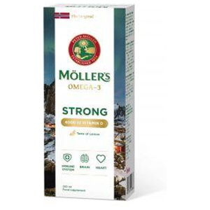 Möller's kalamaksaõli Strong + Vitamiin D 4000IU 250 ml toote pilt