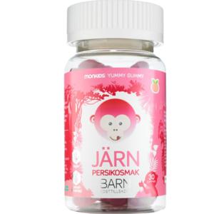 Monkids Järn Barn Persika 30 tuggtabletter produkt bild