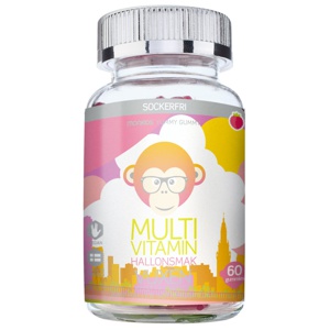 Monkids Multivitamin Sockerfri Vuxen Hallon 60 tuggtabletter produkt bild