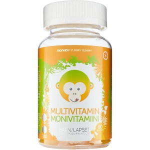 Monkids multivitaminer til barn appelsinsmak 60 stk produktbilde