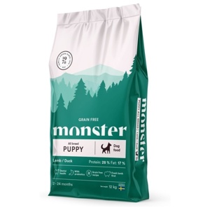 Monster Dog Puppy Small/Medium Breed Grain Free Lamb & Duck Torrfoder till Hundvalp produkt bild
