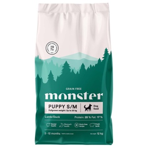 Monster Dog Puppy Small/Medium Breed Grain Free Lamb & Duck Torrfoder till Hundvalp produkt bild