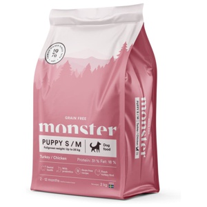 Monster Dog Puppy Small & Medium Grain Free Turkey & Chicken (2 kg) produkt bild