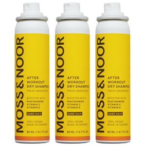 Moss & Noor After Workout Dry Shampoo Dark Hair Pocket Size 3x80 produktbillede