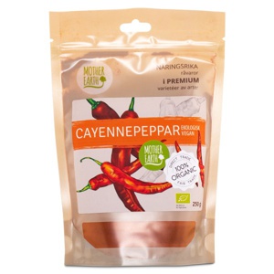 Mother Earth Cayennepeber Mald ØKO 250 g produktbillede