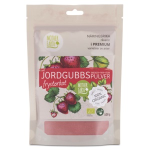 Mother Earth Frysetørret Jordbærpulver Raw & Øko 100 g produktbillede