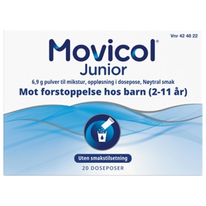 Movicol Junior pulver til mikstur doseposer nøytral smak 20 stk produktbilde