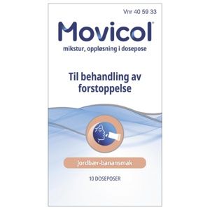 Movicol mikstur doseposer jordbær/banan 10 stk produktbilde