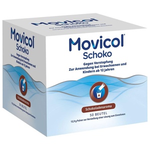 Movicol Schoko Pulver zur Her.e.Lösung zum Einnehmen, 50 St Pulver zur Herstellung einer Lösung zum Einnehmen Produktbild