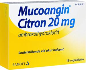 Mucoangin Citron, sugtablett 20 mg, 18 st produkt bild