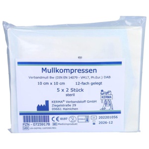 MULLKOMPRESSEN 10x10 cm steril 12fach BW Produktbild