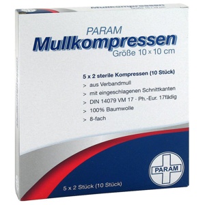 Mullkompressen 10x10 cm 8-fach steril, 5X2 St Kompressen Produktbild