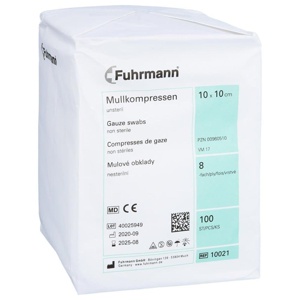 Mullkompressen 10x10 cm unsteril 8-fach, 100 St Kompressen Produktbild