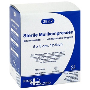 MULLKOMPRESSEN 5x5 cm steril 12fach Produktbild