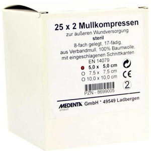Mullkompressen 5x5 cm steril 8-fach, 25X2 St Kompressen Produktbild