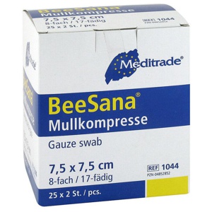 Mullkompressen 7,5x7,5 cm steril 8-fach 1044, 25X2 St Kompressen Produktbild
