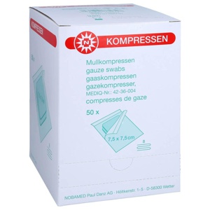 MULLKOMPRESSEN 7,5x7,5 cm steril 8fach Produktbild