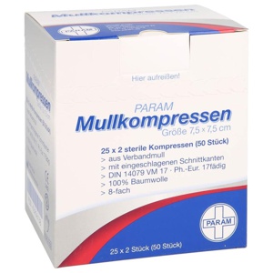 MULLKOMPRESSEN 7,5x7,5 cm steril 8fach Produktbild