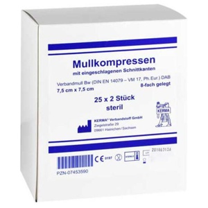 Mullkompressen 7,5x7,5 cm steril 8-fach BW, 25X2 St Kompressen Produktbild