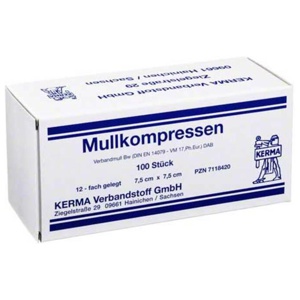 Mullkompressen 7,5x7,5 cm unsteril 12-fach BW, 100 St Kompressen Produktbild