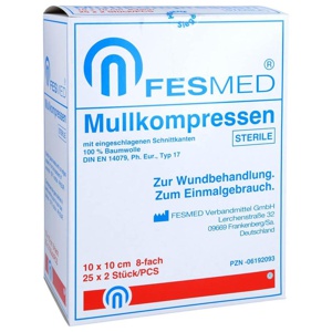 Mullkompressen ES 10x10 cm steril 8-fach, 25X2 St Kompressen Produktbild