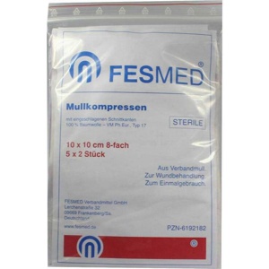 Mullkompressen ES 10x10 cm steril 8-fach, 5X2 St Kompressen Produktbild